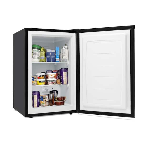 NAFORT Mini Fridge with Freezer, 3.2Cu.Ft 2-Door Compact Refrigerator with Reversible Door, Removable Glass Basket/Shelves & Recessed Handle for