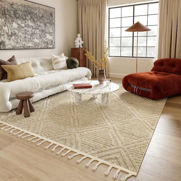 Balboa Textured Tile Beige 8 ft. x 10 ft. Area Rug