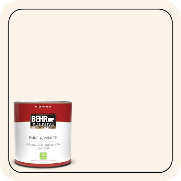 BEHR PREMIUM PLUS 1 qt. #PWN-12 Palatial White Flat Low Odor Interior Paint & Primer