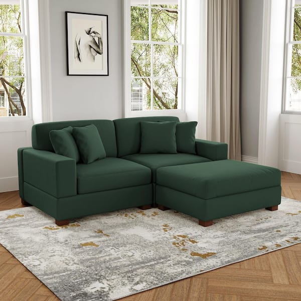 Uixe 83 in. W Modern Square Arm 4-Piece Corduroy Fabric Sectional