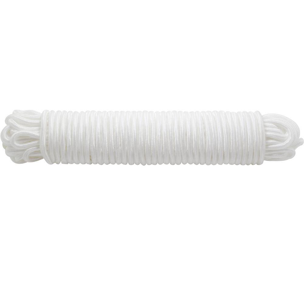 40' X 1/4" Premium Double Braid White Nylon Flag Pole Rope with strong core 