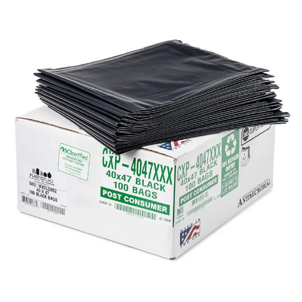 Plasticplace 42 Gal. Black Eco-Friendly Trash Bags (Case of 100)