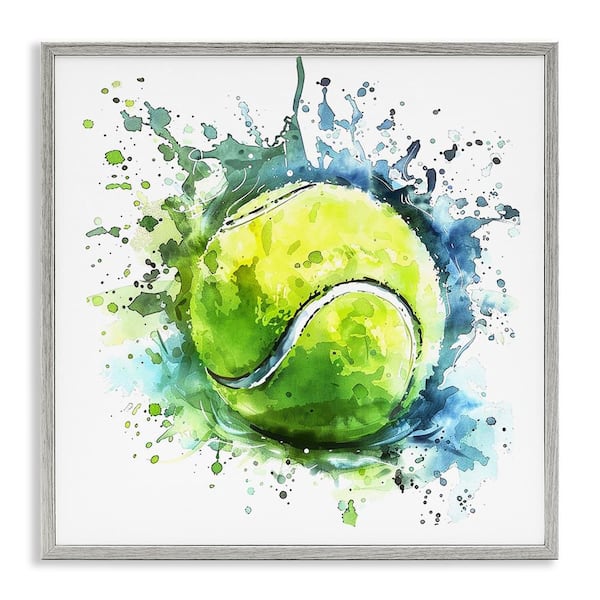 Stupell Industries Tennis Ball Bright Splash by LSR Design Studio Gray Framed Sports Giclee Art Print 17 in. x 17 in.