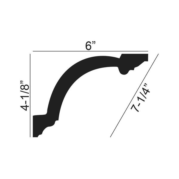 American Pro Decor 6 in. x 4-1/8 in. x 94-1/2 in. Plain Polyurethane Crown Moulding Pro Pack 15-1/2 LF (2-Pack)