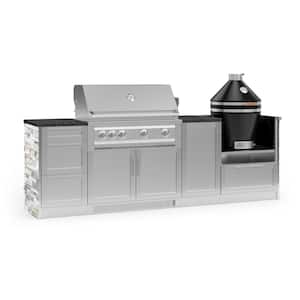 Signature Series 107.16 in. x 25.5 in. x 57.5 in. 8-Piece Outdoor Kitchen Cabinet Set with Natural Gas 40 in. Grill