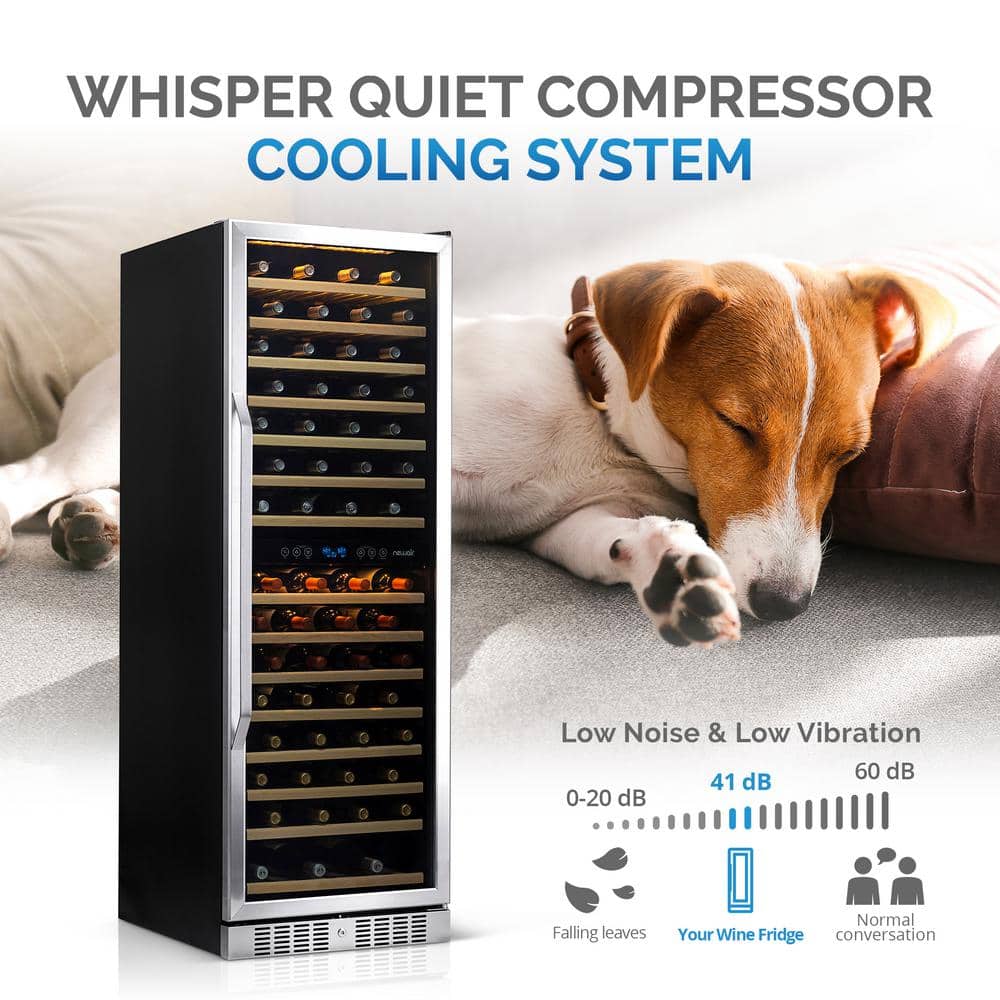 Stainless Steel Dual Zone 160 Bottle Wine Cooler with LED Lighting