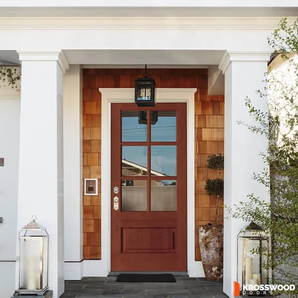 Krosswood Doors 36in. x 80in. Farmhouse Right-Hand 6-Lite Clear