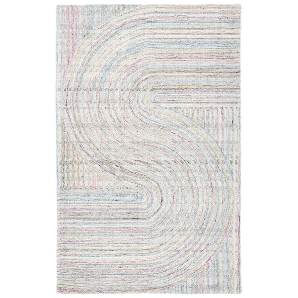 Southampton 6 ft. x 9 ft. Pink/Blue Meander Striped Area Rug