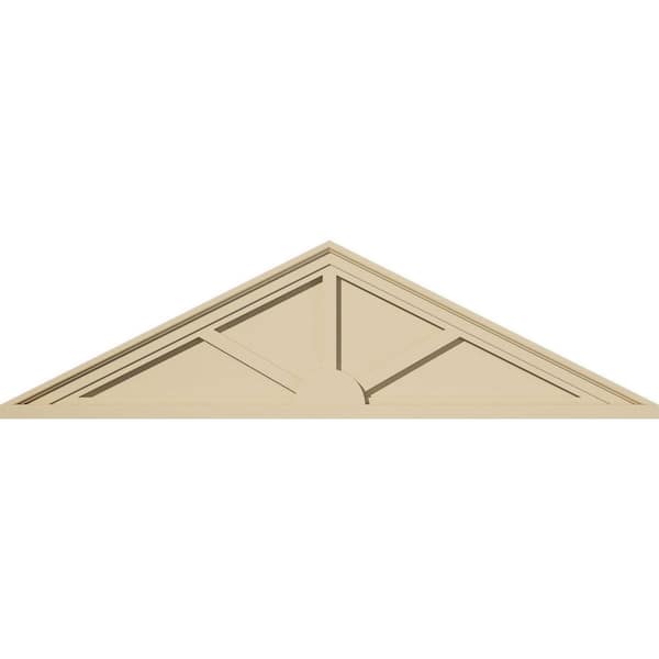 Ekena Millwork 48 in. W x 13 in. H x 2 in. P (Pitch 6/12) Peaked Cap 3 Spoke Signature Urethane Pediment, Primed Tan
