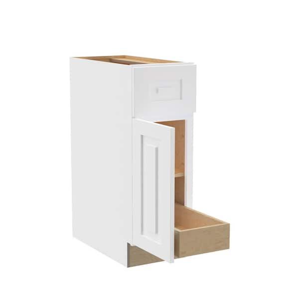 Home Decorators Collection Grayson 12 in. W x 24 in. D x 34.5 in. H Assembled Plywood Base Kitchen Cabinet in Pacific White with 1ROT Soft Close LH