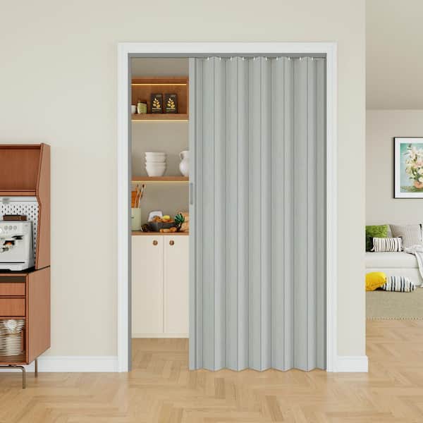 ARK DESIGN 48 in. x 80 in. Grey Woodgrain Vinyl PVC Accordion Door