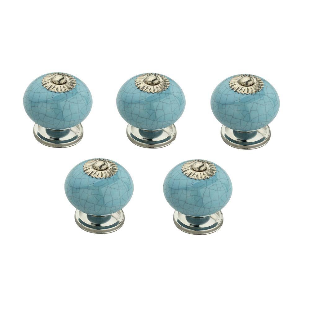 Mascot Hardware Crackled Round 129/50 in. (40 mm) Light Blue