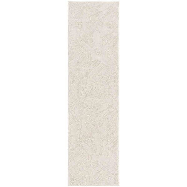 Nourison Desire Ivory 2 ft. x 8 ft. Abstract Contemporary Runner Area Rug