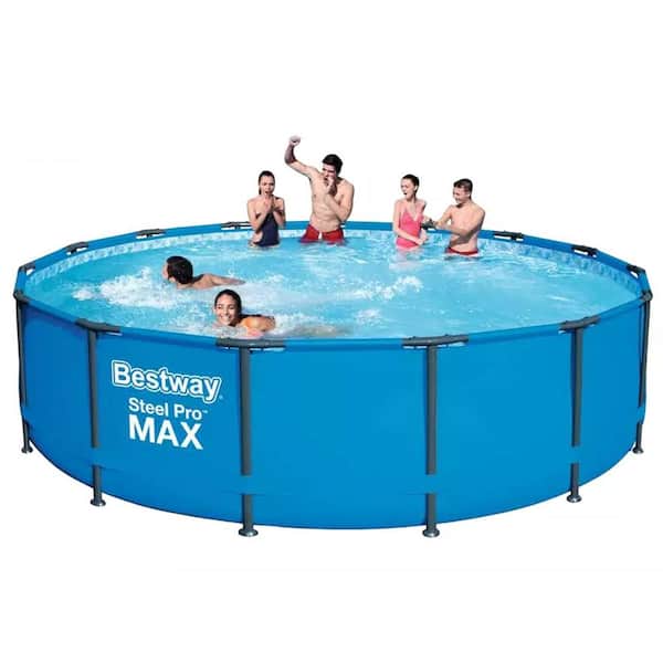 Bestway 14 ft. Round 42 in. Metal Steel Pro Max Frame Pool Set