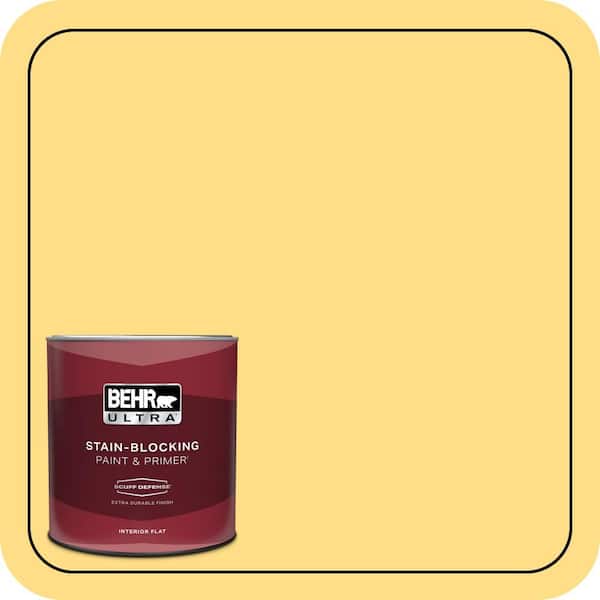 BEHR ULTRA 1 qt. #330B-5 Yellow Corn Extra Durable Flat Interior Paint & Primer