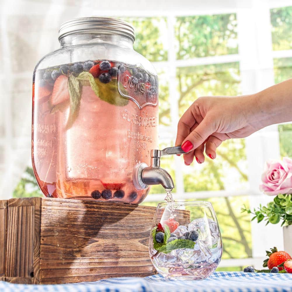 Yorkshire Clear Glass Drink Dispenser with Stainless Steel Spigot