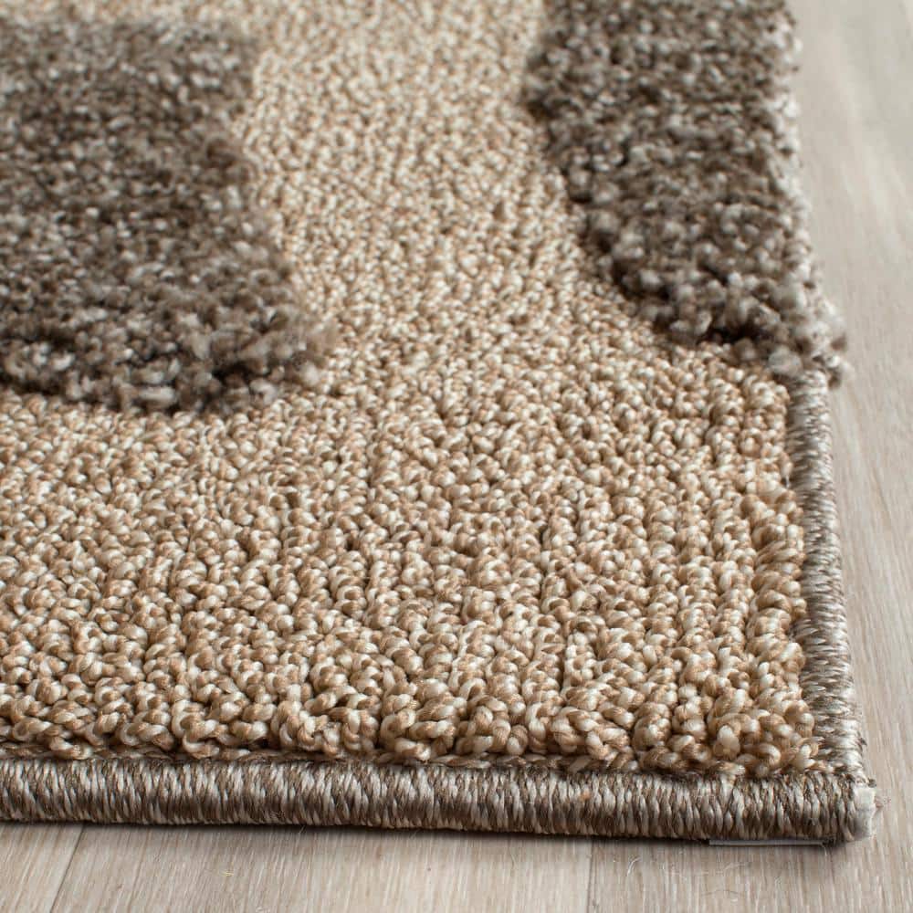 Elegant Smoke and Beige Floral Shag Runner Rug, 2'3" x 8'