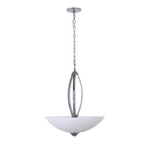 Paloma Collection 3-Light Chrome Bowl Pendant with Dove White Glass Shade