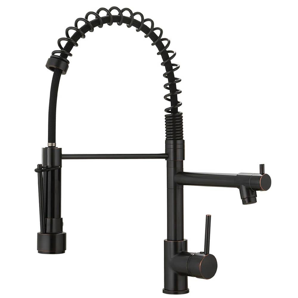 19.49 in. H Commercial Single Handle Pull Down Sprayer Kitchen Sink Faucet in Oil-Rubbed Bronze with 360 ° Spout Swivel price history on PriceWatchPro