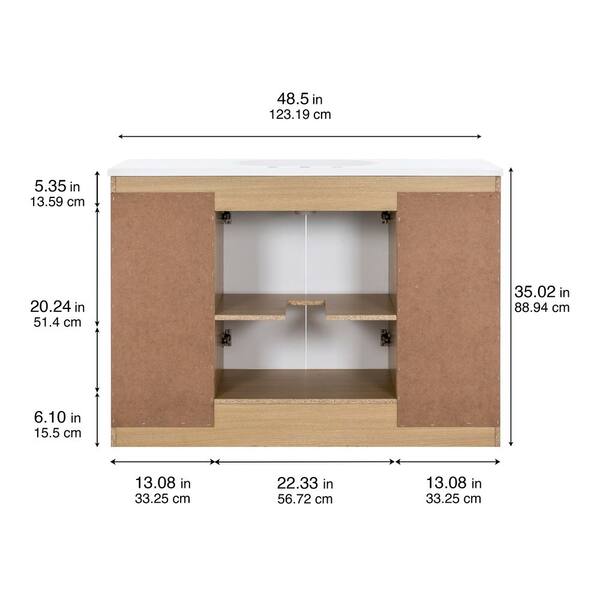 Glacier Bay Lapine 49 in. Single Sink Blond Oak Freestanding Bath
