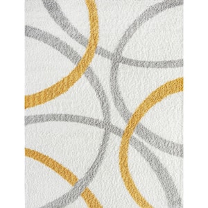 Uptown Shag Abstract White 4 ft. x 6 ft. Indoor Area Rug