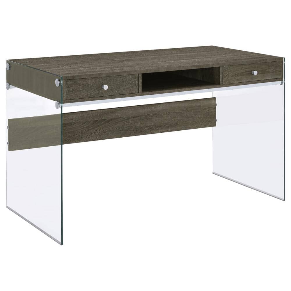 Coaster Weathered Grey Writing Desk with Glass Sides 800818 The Home Depot