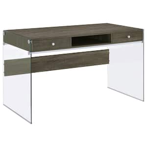 Weathered Grey Writing Desk with Glass Sides