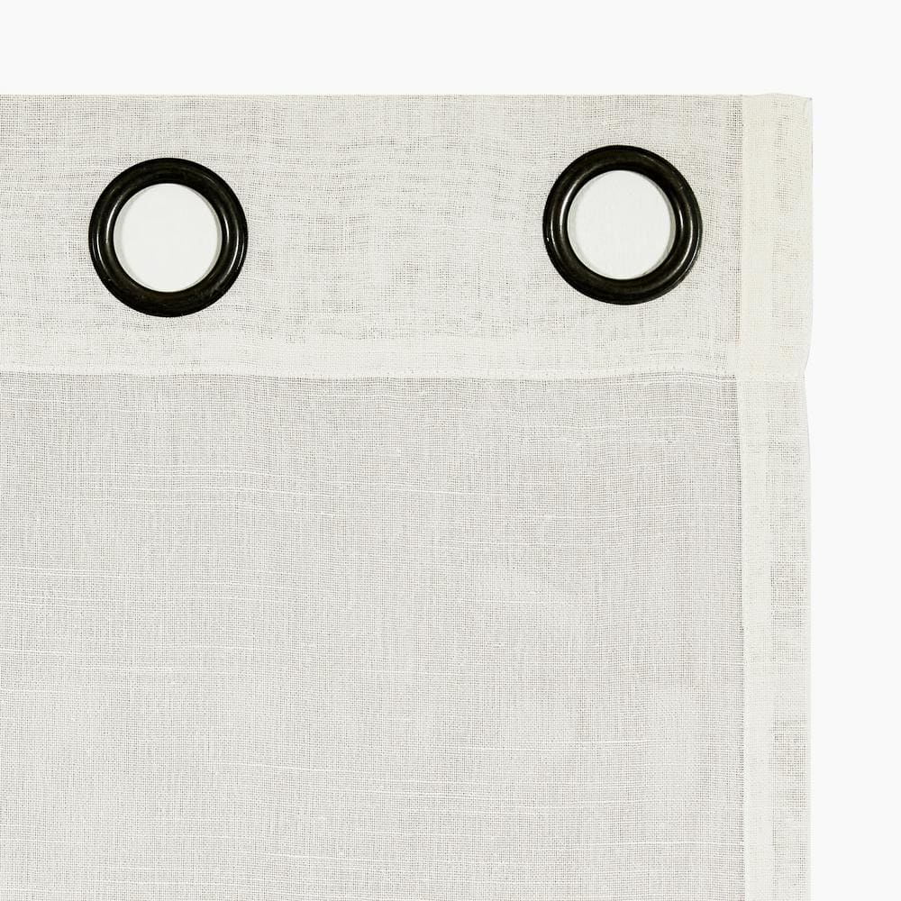 Ivory Sheer Linen Blend Grommet Top Curtain Panel 52" x 84"