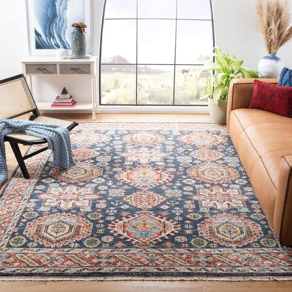 Samarkand 6 ft. x 9 ft. Red/Blue Oriental Area Rug