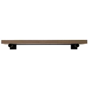 36 in. W x 8 in. D x 1.5 in. H Light Brown Driftwood Wall Mounted Shelf with Black Brackets