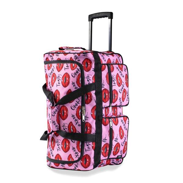 pink wheeled duffel bag