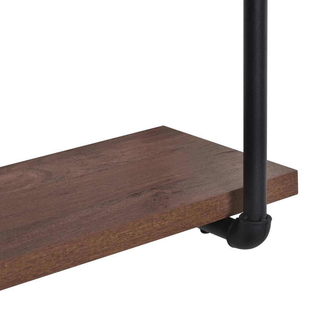 Industrial Brown Steel and Wood 4-Tier Wall Shelf