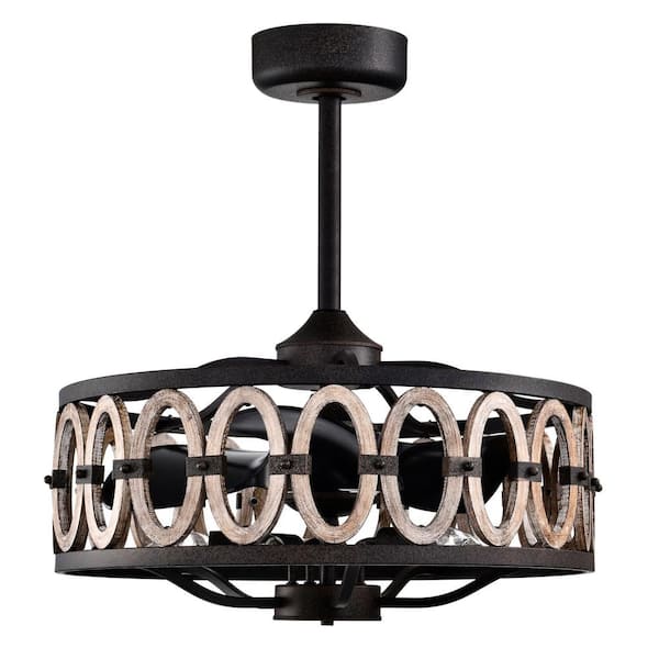 Warehouse of Tiffany Dalina 24 in. 5-Light Indoor Oil Rubbed Matte Black Finish Ceiling Fan with Light Kit and Remote