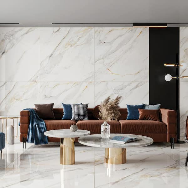 Shandar Square 48 in. x 48 in. Polished Arezzo Bianco Super White Porcelain Tile (31.01 sq. ft./Case)