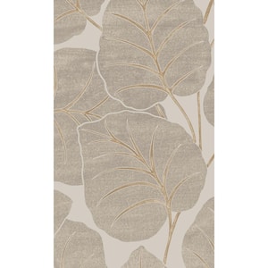 Beige Luxor Leaf Tropical Printed Non-Woven Paper Non Pasted Textured Wallpaper 57 sq. ft.