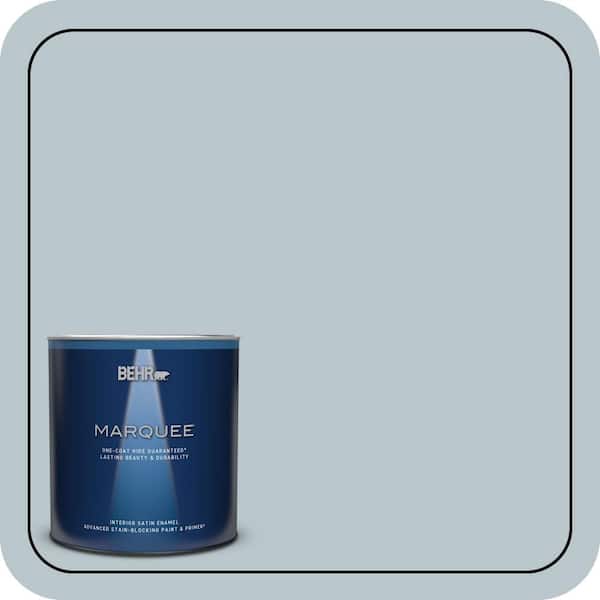 BEHR MARQUEE 1 qt. #ICC-46 Soft Denim Satin Enamel Interior Paint & Primer