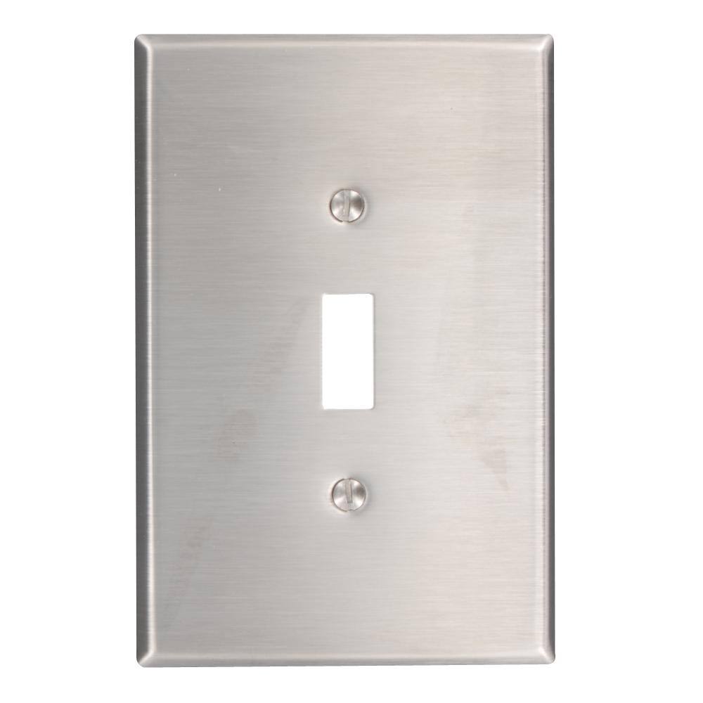 Leviton 1 Gang 1 Toggle Oversized Stainless Steel Wall Plate Stainless Steel 84101 40 The Home Depot