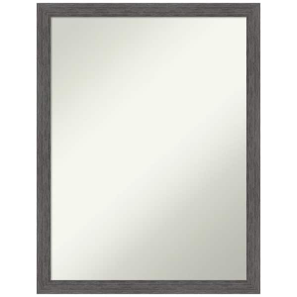 Amanti Art Pinstripe Plank Grey Thin 20 in. H x 26 in. W Framed Non-Beveled Bathroom Vanity Mirror in Gray