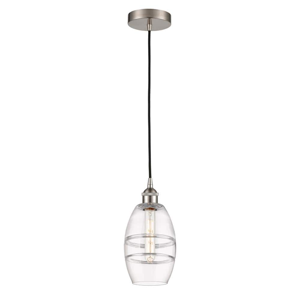 Vaz 100-Watt 1-Light Brushed Satin Nickel Standard Mini Pendant Light with Clear Glass Shade, No Bulbs Included price history on PriceWatchPro