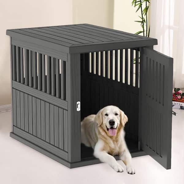 Black Dog House Furniture with Lockable for Small to Large Dogs