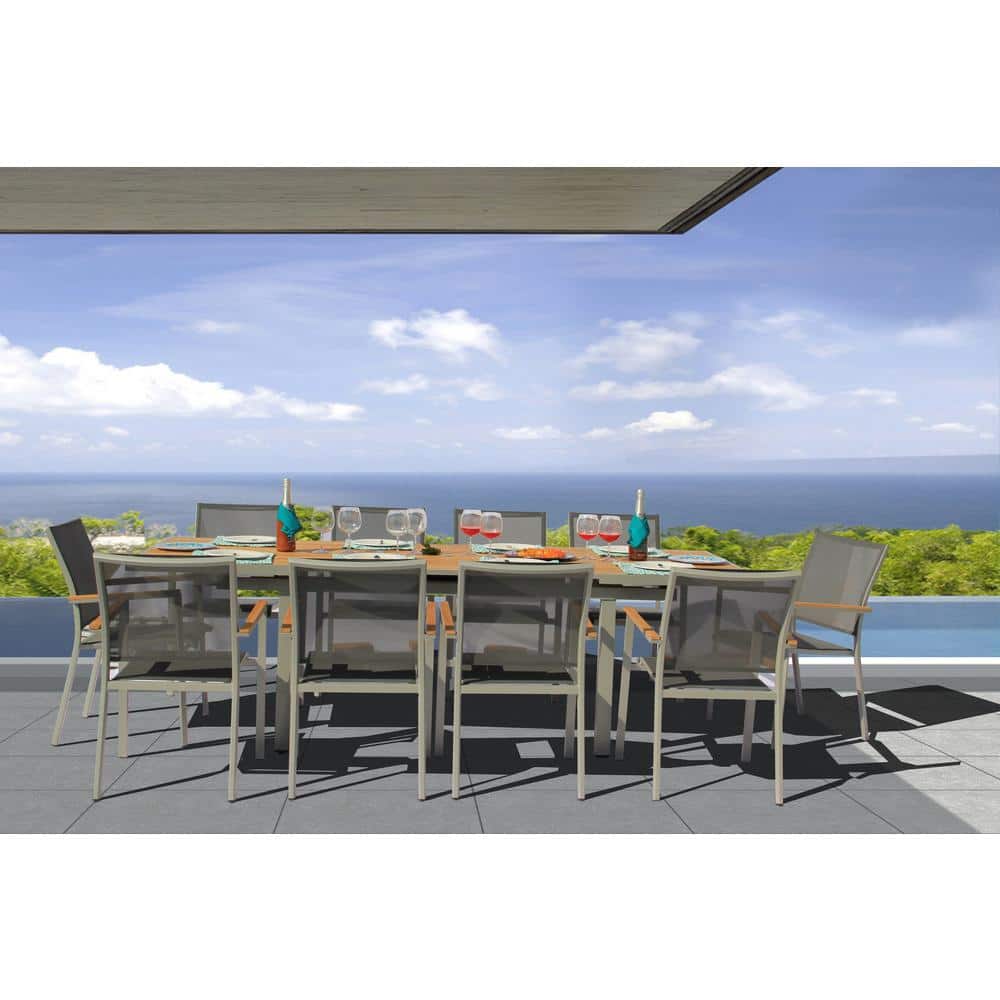 Mendoza Gray Seagull 11-Piece Aluminum Outdoor Dining Set with Sling Set in
