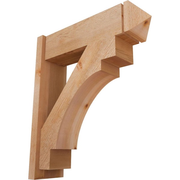 Ekena Millwork 8 in. x 32 in. x 28 in. Merced Arts and Crafts Rough Sawn Western Red Cedar Outlooker