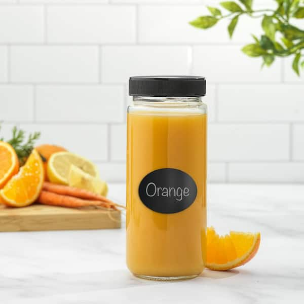  [ 8 Pack ] 16 OZ Glass Juicing Bottles w Airtight Lids