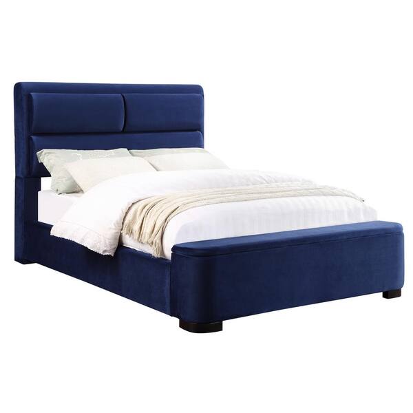 Furniture of America Claredon Blue Navy Wood Frame Twin Panel Bed with Storage