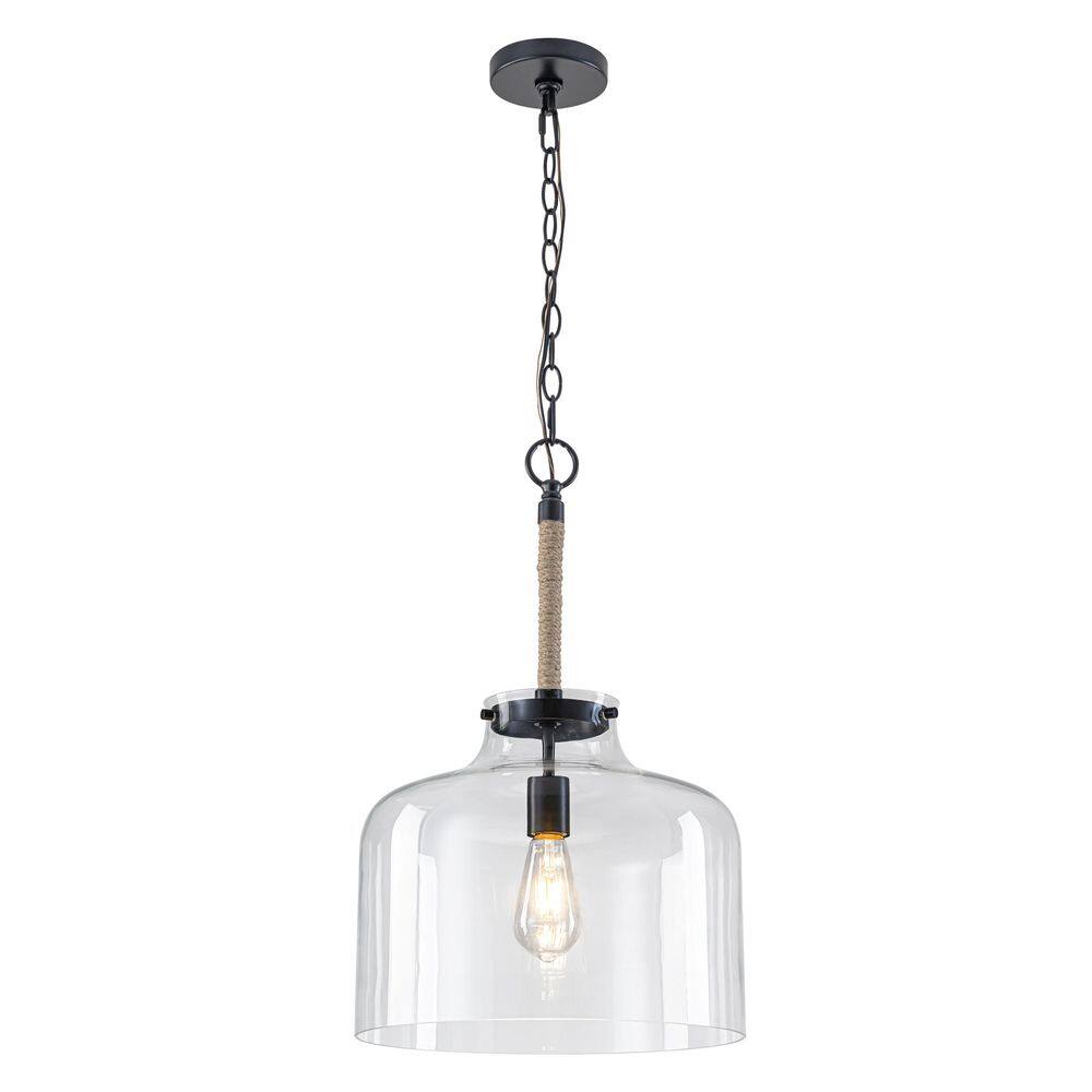 Farmhouse Clear Glass Pendant Light with Rope for Kitchen Island Dining Room Entryway Bar Hanging Ceiling Fixture price history on PriceWatchPro
