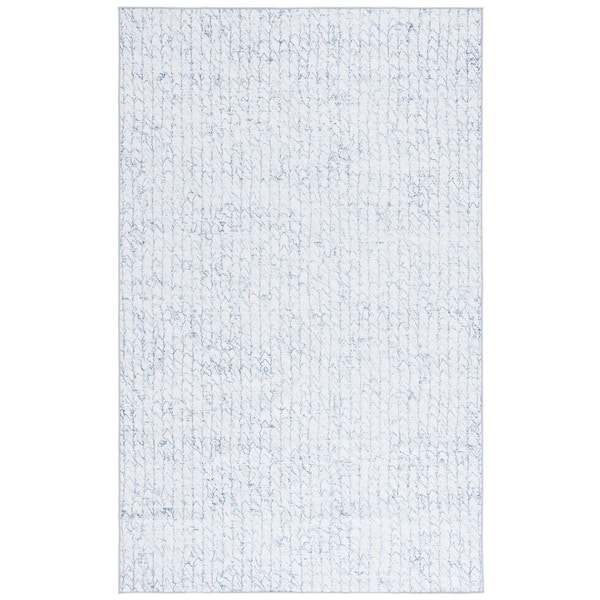 Malibu Gray/Blue 9 ft. x 12 ft. Machine Washable Striped Abstract Area Rug