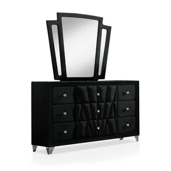 Furniture of America Leventina 5-Piece Black Velvet Upholstered King  Bedroom Set IDF7164BKEKNDM - The Home Depot