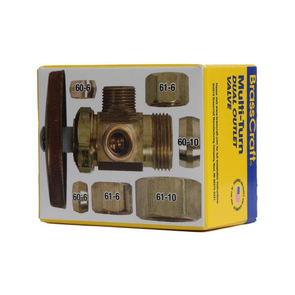 CMI 1/2 Inch Compression Angle Stop Valves - 10 Pack Chrome-Plated Brass Shut-Off Valves For Sinks & Toilets