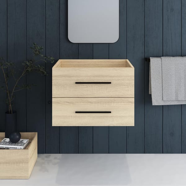 VOLPA USA AMERICAN CRAFTED VANITIES Napa 30 in. W. x 18 in. D x 21 in. H Single Sink Bath Vanity Cabinet without Top in White Oak, Wall Mounted