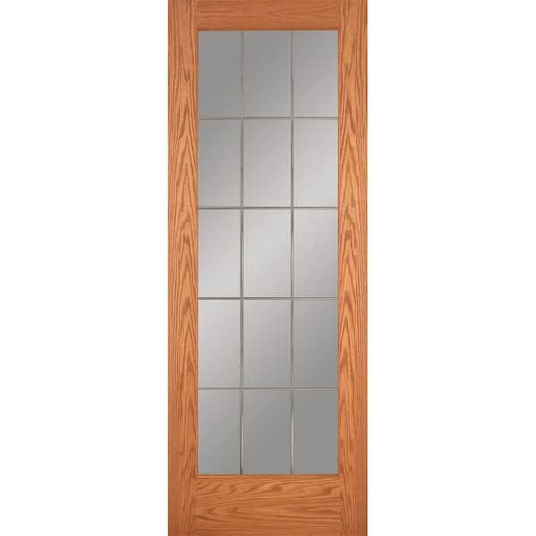Feather River Doors 30 in. x 80 in. 15 Lite Illusions Woodgrain Unfinished Oak Interior Door Slab